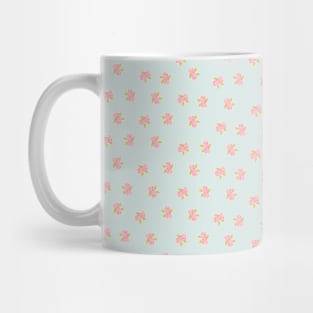 Floral Neck Gaiter Pink Roses Blue Floral Mug